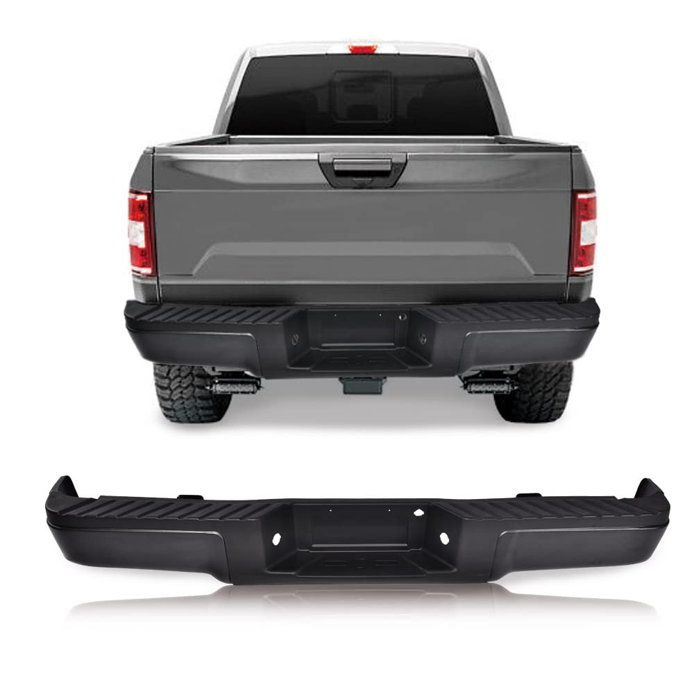 Rear Steel Bumper for 2009-2014 Ford F-150, Complete Assembly Black