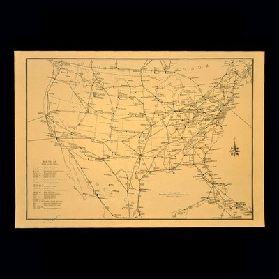 1940s US Airlines Map of the United States Flight Map Pan Am Eastern Northwest