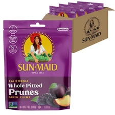 California Sun-dried Whole Pitted Prunes - (4 Pack) 7 Oz Resealable Bag