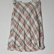 Old Navy Linen Blend Plaid Skirt A-Line Flowy Cottagecore Boho S Academia 2000s