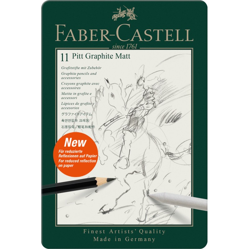 Crayons graphite Pitt Graphite Matt Faber-Castell coffret premium de 11 pièces
