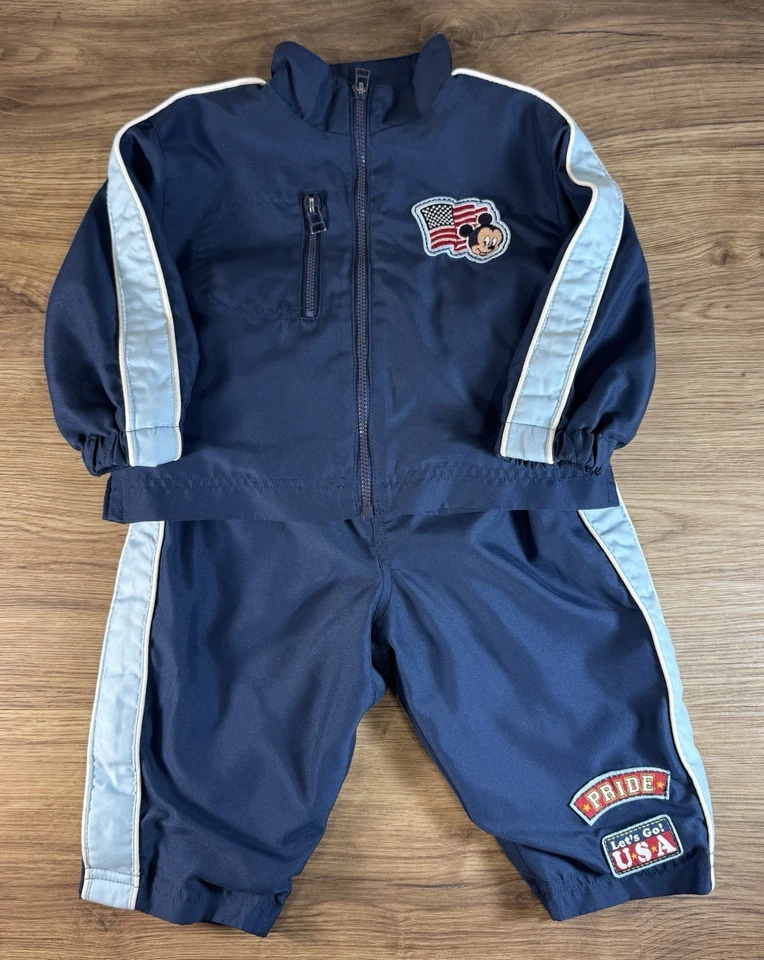 Conjunto de 2 Chándal Atlético Disney De Colección 12m Rojo Blanco Azul Mickey Mouse EE. UU. Foto 2 de 4