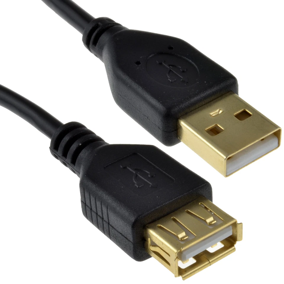 GOLD USB 2.0 24AWG Copper EXTENSION Cable A Plug to Socket Lead 50cm/1m/2m/3m/5m - Image 3 of 4