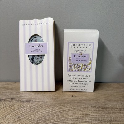 Crabtree Evelyn Lavender Sachet Air Freshener Hand Therapy Spa Gift Set 3.4 oz