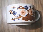 2 Vintage Brown Grey Speckled Stoneware Mug with Blue Pink Flowers Korea — photo 4