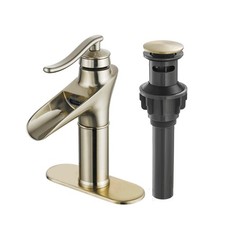 Bathroom Basin Faucet Waterfall Faucet Single-Handle Bathroom Basin Gold Stan...