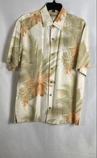 Tommy Bahama Men's Vintage Y2K Silk Hawaiian Shirt Tropical Floral Cream Sz M