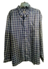Jos. A Bank Men  s Dress Shirt Navy Plaid Size XL 100 Cotton