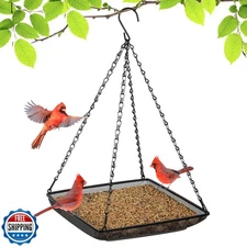 MIXXIDEA Hanging Bird Feeder Tray 11x11 Inches, Metal Mesh Platfo