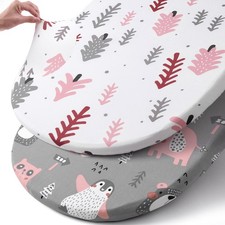 Stretch Fitted Bassinet Sheet Set 2 Pack Cradle Sheets for Bassinet Pad/Mattr...