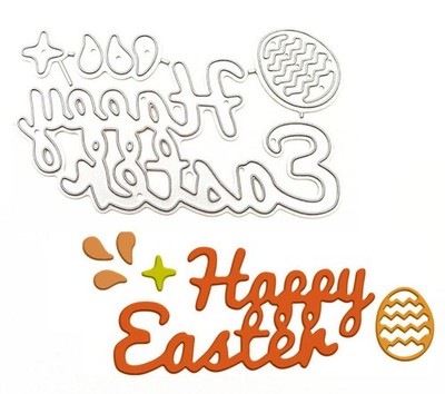 Happy Easter Die Cut for Card Making Blessing Word Metal Cutting Dies Congrat...