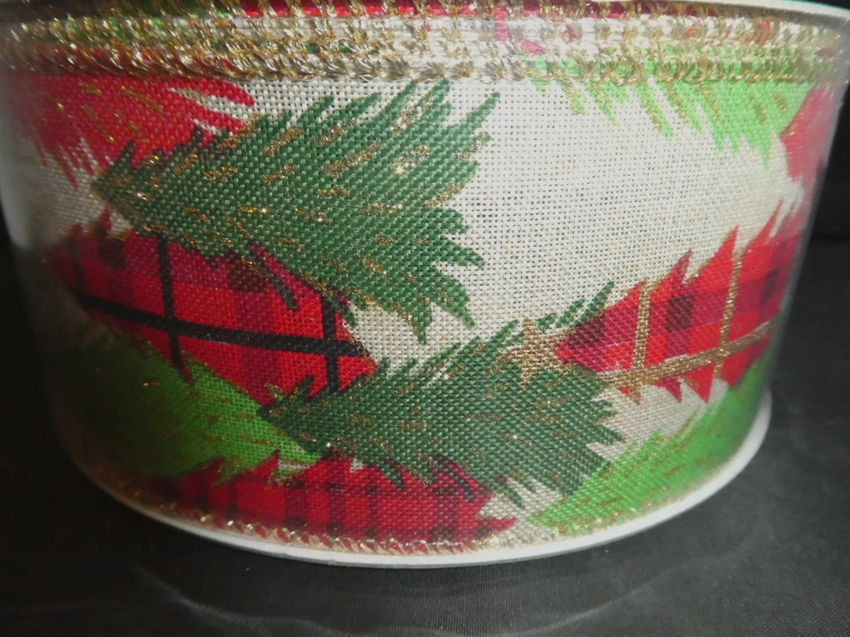 Member's Mark Premium Wired Ribbon 2.5" Wide x 50 Yards-New-Christmas-red/green - Image 2 of 4
