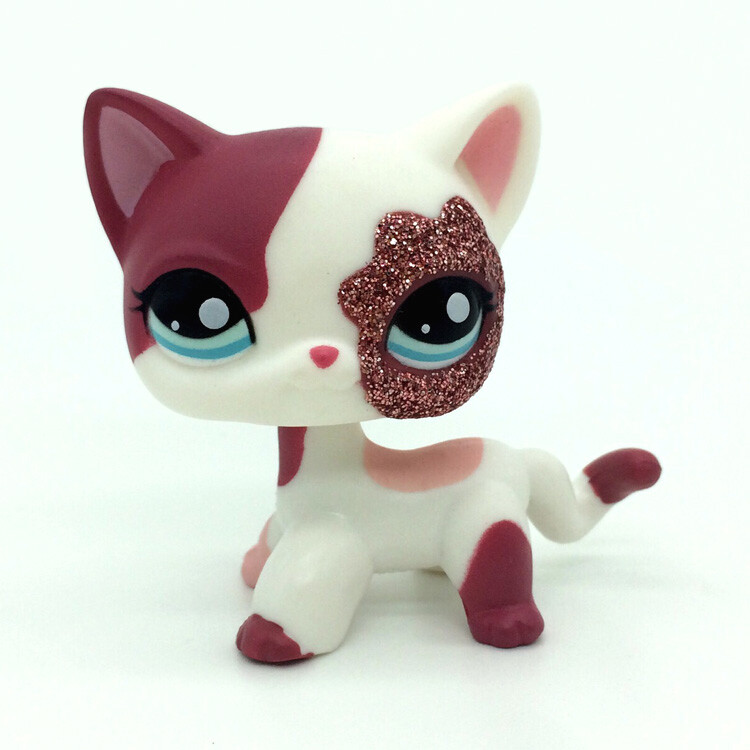 Pet Shop Lps Toys Standing Littlest Short Hair Cat # 2291 Weiß Rosa Glitzer-Kätzchen  26