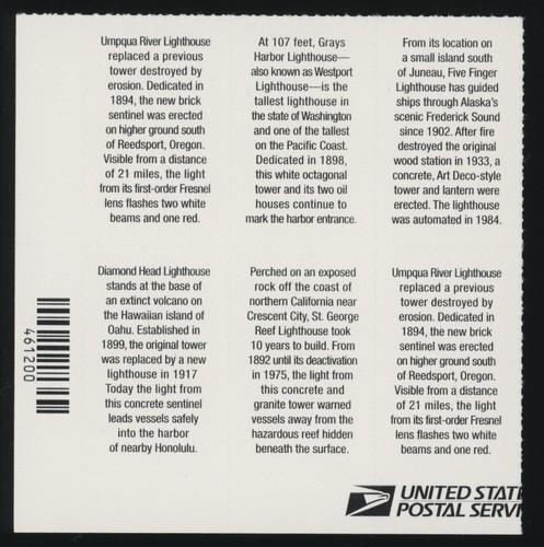 US - 2007 Pacific Lighthouses - SC# 4146-4150 (6) Blocco di 6 placche come nuove NH OG - Foto 2 di 2