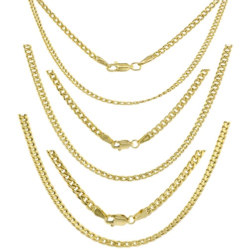 14k Yellow Gold 2.2 -3.5mm Men Women Miami Cuban Link Chain Necklace7-30” Hollow - Bild 1 von 7