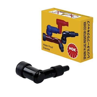 NGK EBONITE WINKELSTECKROHR (90) MIT MUTTER SCHWARZ (NR. 6902)