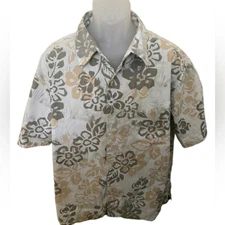 LOCAL MOTION Tropical Aloha Hawaiian Floral Collared Shirt Men XL