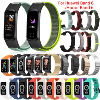 Nylon Loop Armband Für Huawei Band 6 / Honor Band 6  Edelstahl Metall Ersatzband