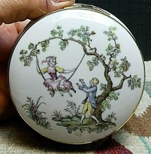 Antique Hand Painted Porcelain Dresser Box/trinket Box French? Excellent