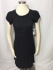 NEW Calvin Klein Charcoal Gray Cable Knit Sweater Dress Medium