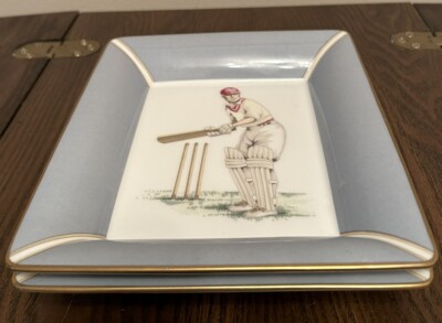 DANIEL HECHTER MAN PLAYING CRICKETRECTANGULAR TRINKET DISH B2125 VINTAGE UNIQUE