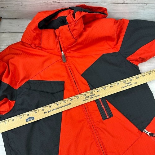 Spyder Kids Youth Boys 18 reddish Orange Black Hooded Full Zip Leader Ski Jacket - Picture 10 of 12