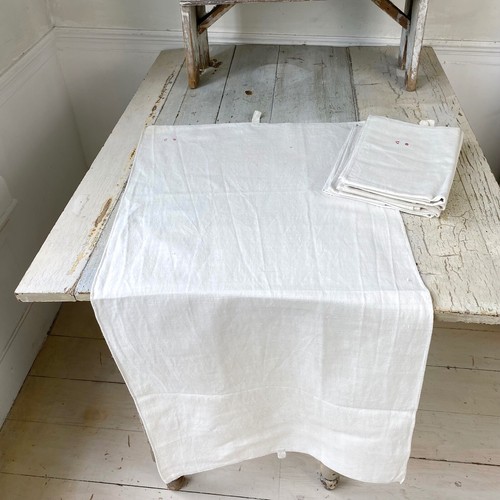 White Towel CB Monogram Antique French Linen Cotton Towels with Tabs Farmhouse - Picture 4 of 10