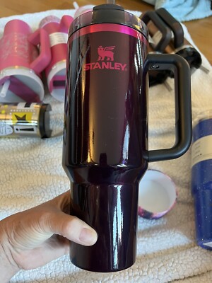 NEW Custom Black Cherry Stanley 40 ounce quencher w/ color clear Powder Coating