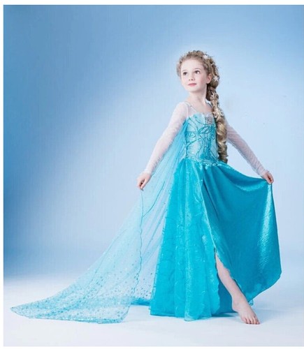 Frozen Elsa Princess Girls Dress Party Cosplay Costumes Disney Birthday Vestidos - Picture 3 of 8