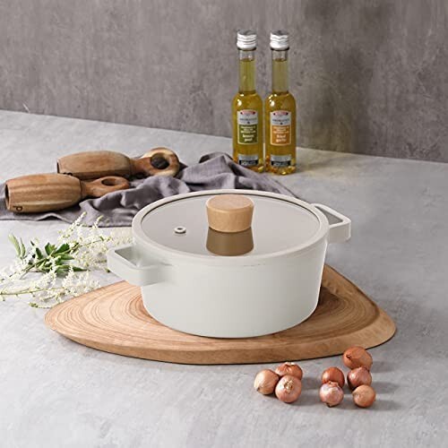 FIKA 1.6QT Mini Stockpot with Lid, Nonstick Ceramic Coating Petit Pot Casserole