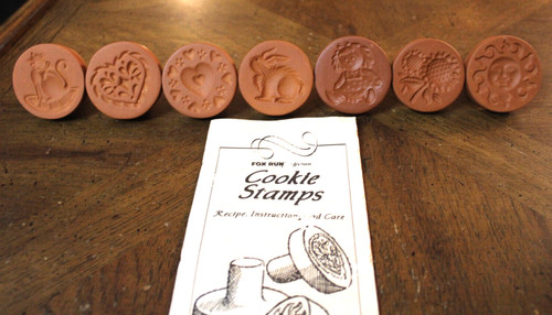 7 Fox Run Craftsmen Christmas Cookie Press Stamp Sunflower Rabbit Cat Terracotta