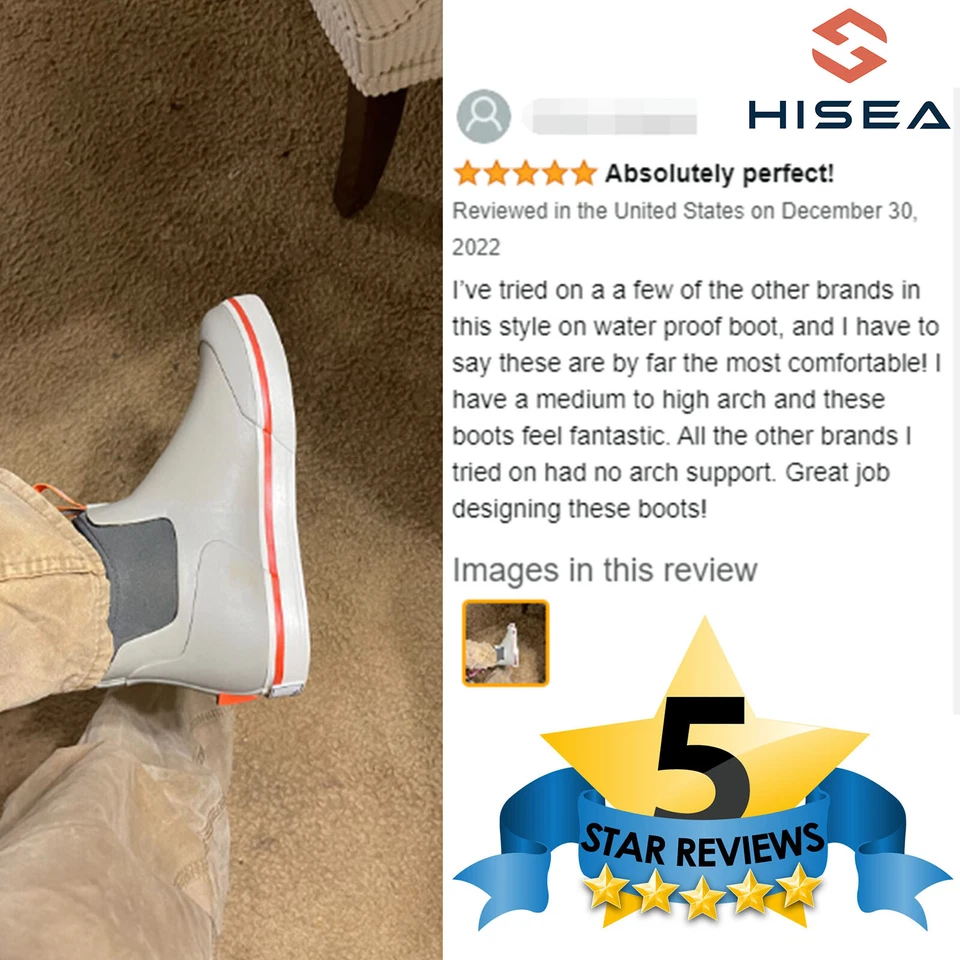 HISEA Hombres Pesca Cubierta Bota Impermeable Vela Jardín Barro Trabajo Tobillo Lluvia Bota Foto 3 de 4