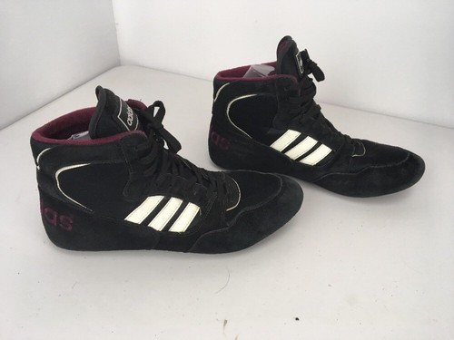 Adidas Rare Vintage 90s 95' CLUB MONDIAL Wrestling Shoes men’s size 12 Black Maroon - Bild 2 von 13