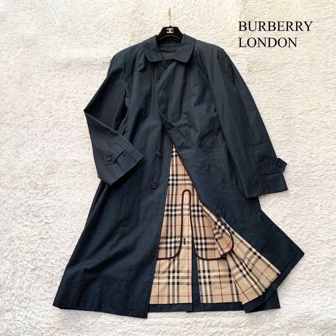 Burberry London Trench Coat Lined Collar Navy Blue Size L
