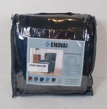 Enova Home Black Wing Chair Cover With Geometrical Texture Slipcover 