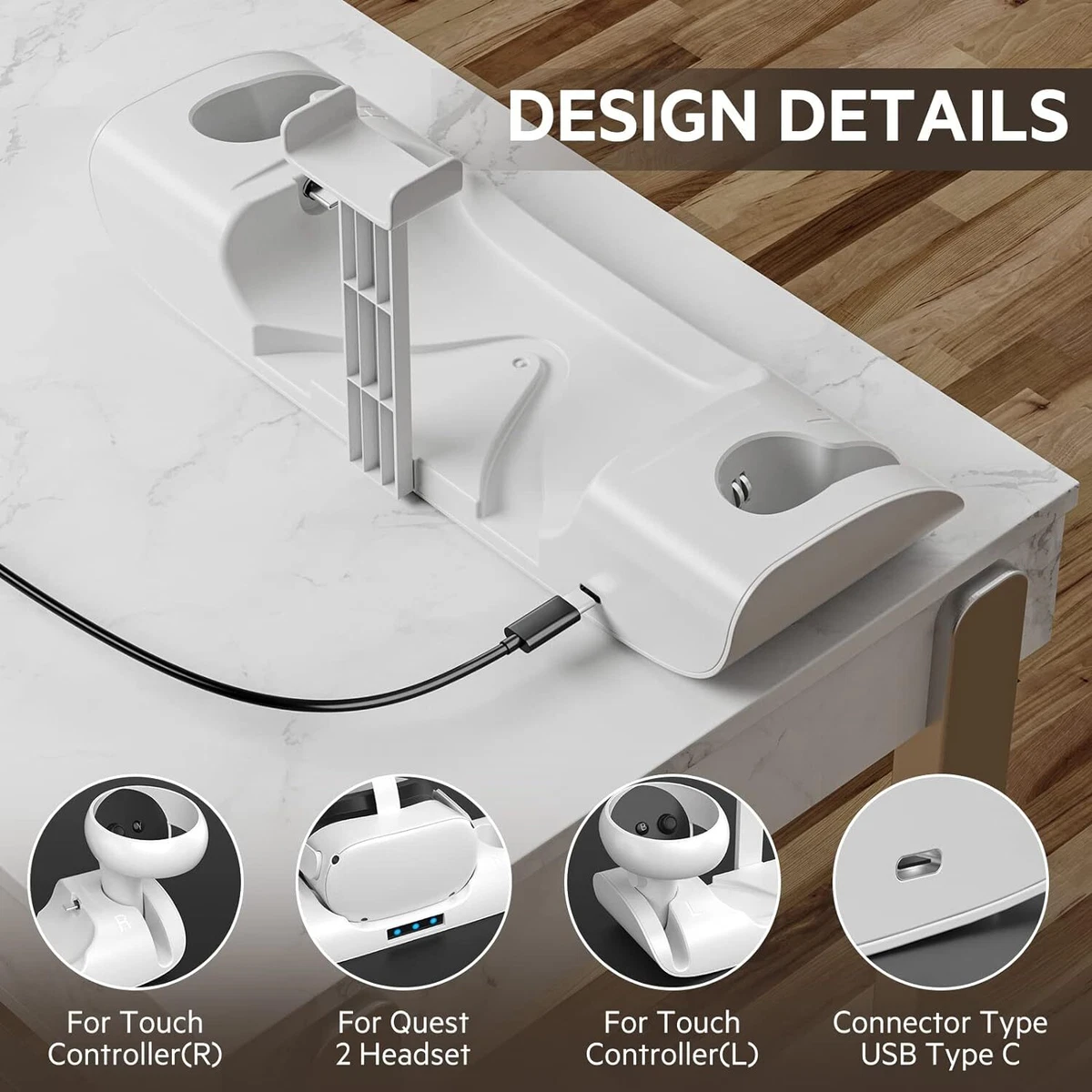 Aceshop Charging Dock for Quest 2 VR Headset Charging Stand for