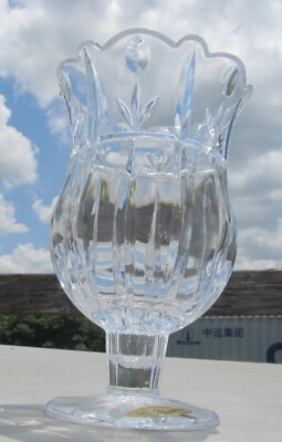 Block Hand Crafted 24% Full Lead Crystal Pedestal 7  Vase Candle holder