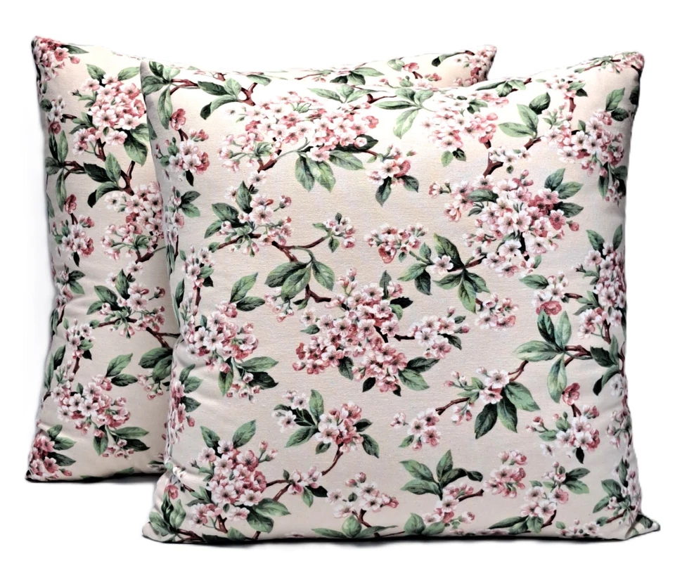 Funda de almohada decorativa cuadrada floral flor de cerezo de 18" o 20" Foto 2 de 4