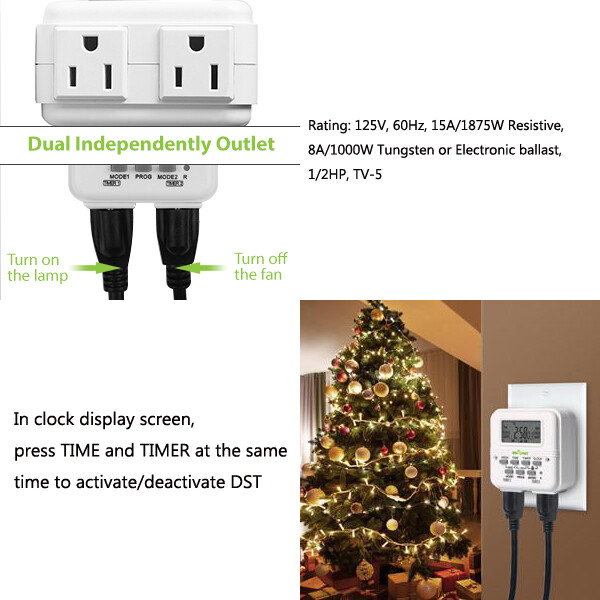 BN-LINK 7 Day Heavy Duty Digital independent Programmable Timer Dual ...
