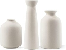 Ceramic Vase,Small Vases for Decor,Set 3 Modern Boho Flower White 