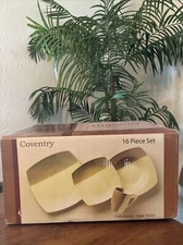 Coventry Two Toned Dinnerware Set Dinner Salad Plates Serving Bowls Mugs 16pcs