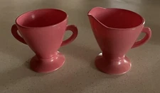 MCM hot/pepto pink footed sugar and creamer