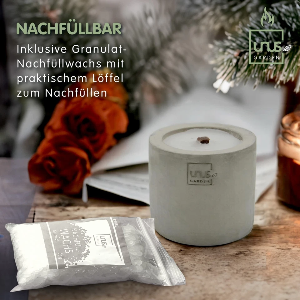 UNUS® Kerze Beton handgemacht Dauerdocht Betonkerze Tischfeuer - Bild 3 von 4