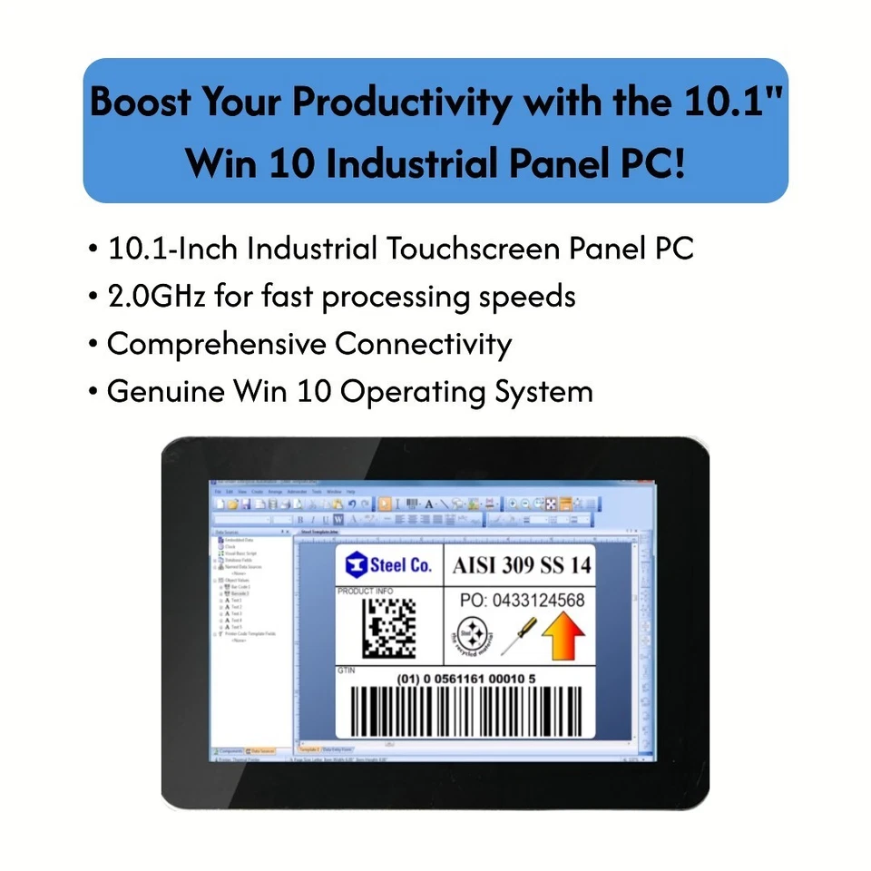 Industrial LCD Display Mount Computer  10 Inch LED Panel PC Touchscreen Monitor - Image 3 of 4