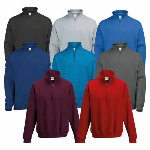 AWDis Mens Sophomore 1/4 Zip Neck Sweatshirt Casual Top Classic Sports Jumper - Picture 4 of 9