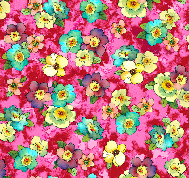 Fabric Flowers Rosalyn Pink QT Cotton 1/4 yard 27300 | eBay
