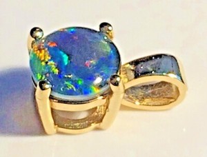 Authentic Australian Opal Pendant 7mm Triplet Set in Solid Silver S925 Best Quality