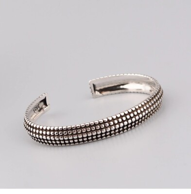 Armreif Vintage S925 Sterling Silber Plt Bracelet Armreif Punkte Muster Bohemian UK