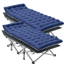 NAIZEA 2 Sets Folding Camping Cot Military Cots Outdoor Sleeping Bed w/Mat&Bag