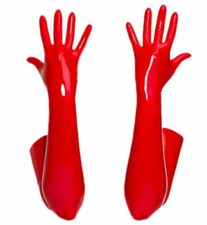 632 Red latex long gloves opera Seamless 3D red long Gloves Size M